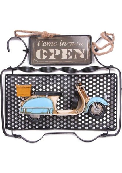 Sinerji Shop Dekoratif Metal Kapı Yazısı Scooter Dekorlu Vintage Hediyelik