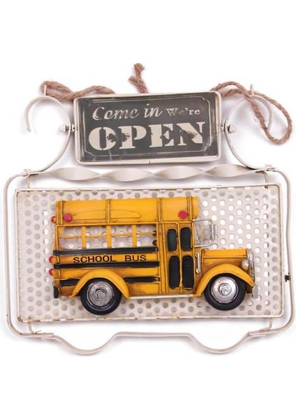 Dekoratif Metal Kapı Yazısı Okul Otobüsü Dekorlu Hediyelik