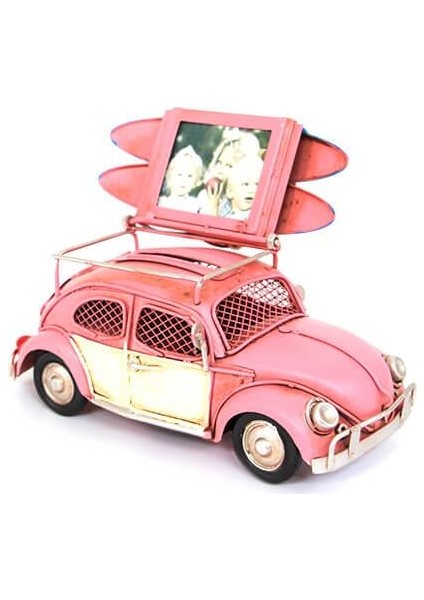 Sinerji Shop Dekoratif Metal Araba Çerçeveli ve Kumbaralı Biblo Hediyelik