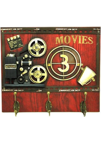 Sinerji Shop Dekoratif Metal Askı Askılık Sinemaskop Vintage Biblo Hediyelik