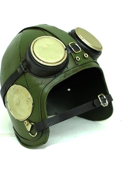 Sinerji Shop Dekoratif Metal Pilot Kaskı Biblo Vintage Ev Ofis Hediyelik
