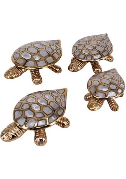 Kaplumbağa 4'lü Set Sedefli Pirinç Biblo Dekoratif Hediyelik fiyatları