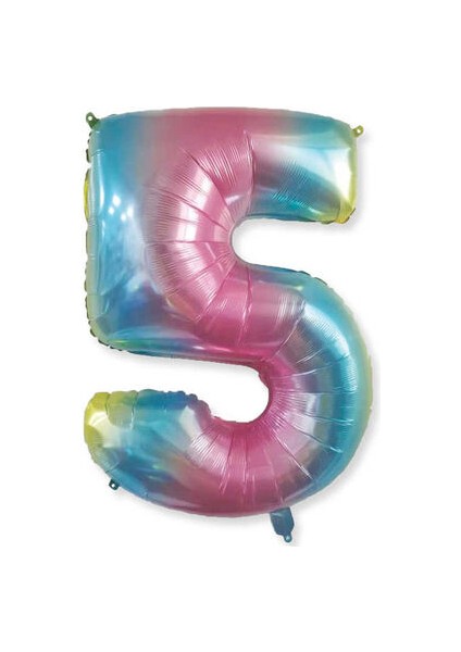 5 Rakamı Rengarenk Folyo Balon 40 Inch 90 cm