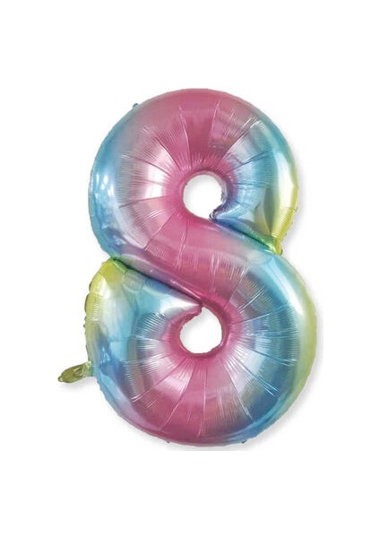 8 Rakamı Rengarenk Folyo Balon 40 Inch 90 cm