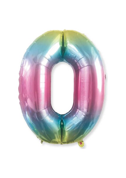0 Rakamı Rengarenk Folyo Balon 40 Inch 90 cm