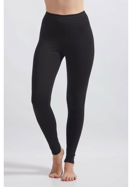 Kadın Siyah Pamuklu Likralı Uzun Tayt fiyatları