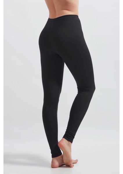 Kadın Siyah Pamuklu Likralı Uzun Tayt modelleri