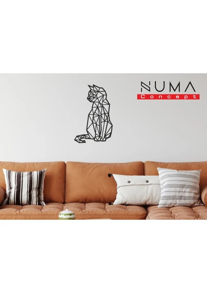 Numa Concept Oturan Kedi Mdf Duvar Dekorasyon Lazer Kesim 31x21 Cm