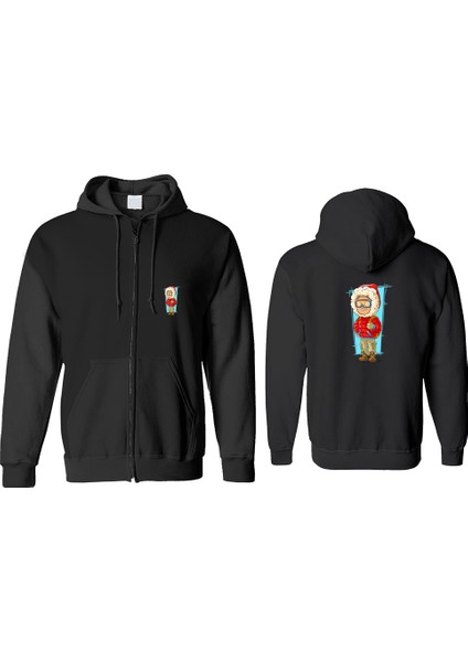 Soğukta Okula Giden Çocuk Fermuarlı Kapşonlu Sweatshirt BLL1323