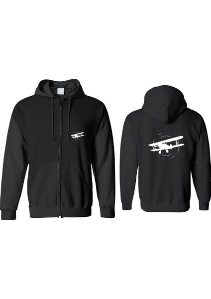 Uçak Fermuarlı Kapşonlu Sweatshirt BLL1297