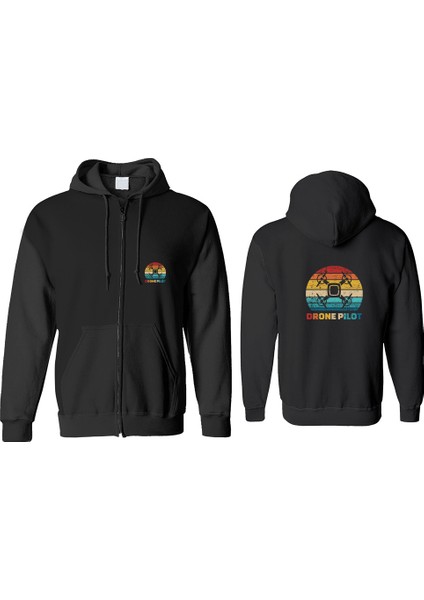 Drone Pilot Fermuarlı Kapşonlu Sweatshirt BLL1321