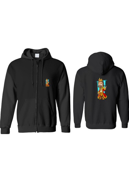 Kral Fermuarlı Kapşonlu Sweatshirt BLL1342