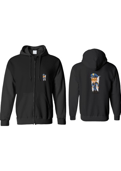 Polis Fermuarlı Kapşonlu Sweatshirt BLL1334