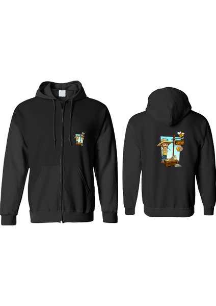 Bal Satıcısı Fermuarlı Kapşonlu Sweatshirt BLL1363