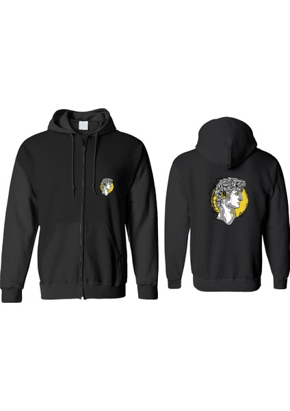 Yunan Heykeli Fermuarlı Kapşonlu Sweatshirt BLL1380
