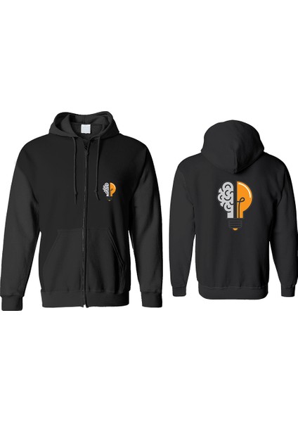Brain Fermuarlı Kapşonlu Sweatshirt BLL1371
