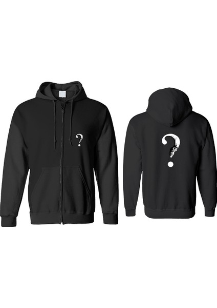 Soru Işareti Fermuarlı Kapşonlu Sweatshirt BLL1403