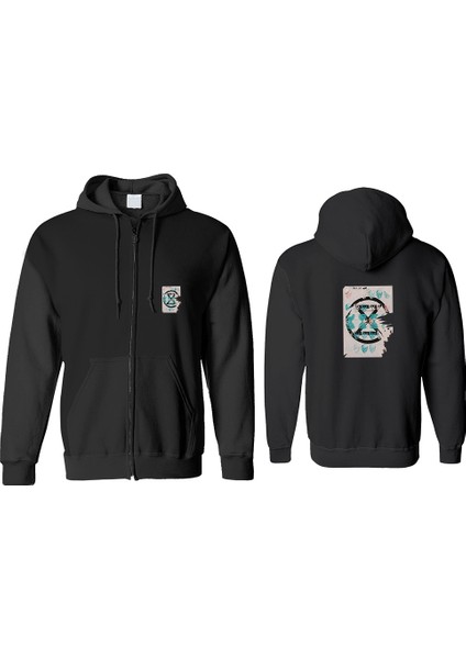 Kum Saati Fermuarlı Kapşonlu Sweatshirt BLL1395