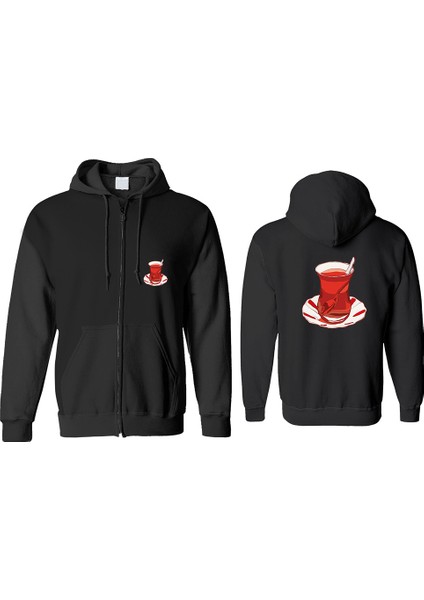 Çay Fermuarlı Kapşonlu Sweatshirt BLL1432