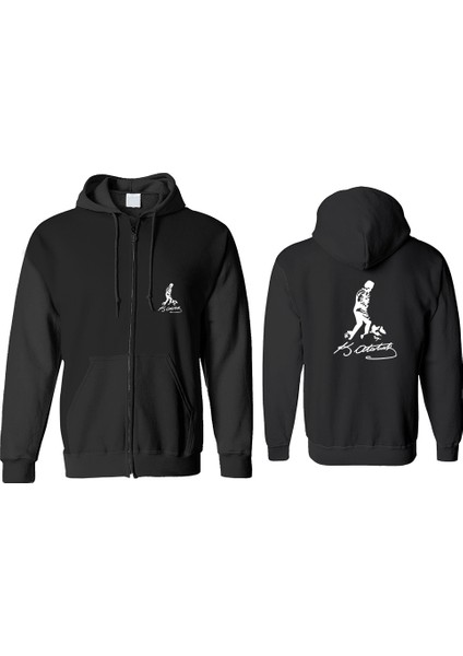 Kemal Atatürk Imza Fermuarlı Kapşonlu Sweatshirt BLL1467