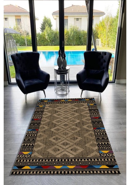 Cappio Kilim Desenli Kahverengi Halı