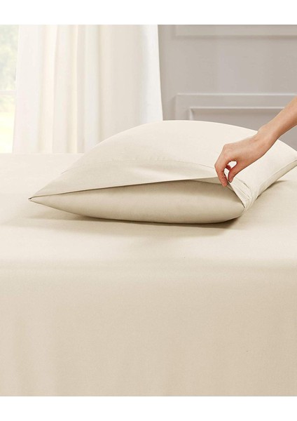 Battal Boy Pamuklu Penye Lastikli Çarşaf | Krem modelleri