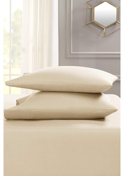 Battal Boy Pamuklu Penye Lastikli Çarşaf | Krem indirimleri