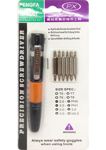 Pengfa 8809D Hassas 12IN1 Tornavida Seti (7 Parça Set)