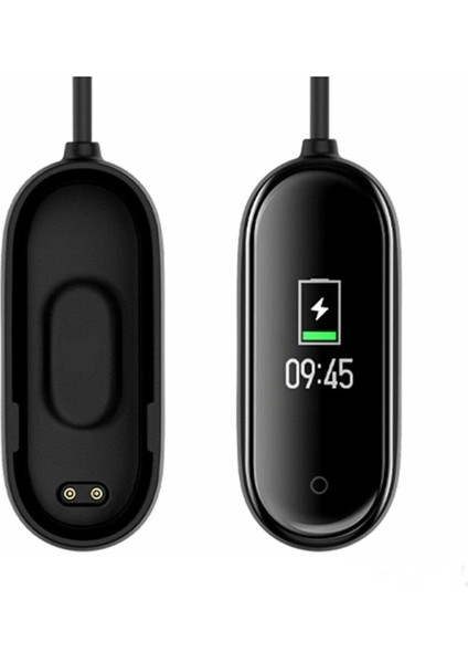 Mi Band 4 Uyumlu Yüksek Kalite USB Şarj Cihazı Kablosu Siyah