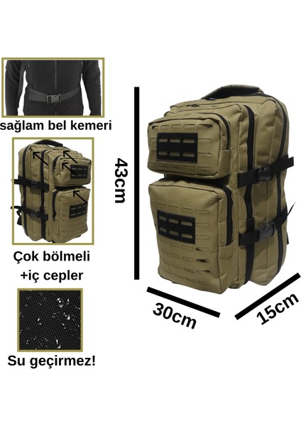 Su Geçirmez Çok Gözlü Kampçı-Seyahat-Dağcı-Outdoor-Askeri Taktik Sırt Çantası + 1 Adet Peç