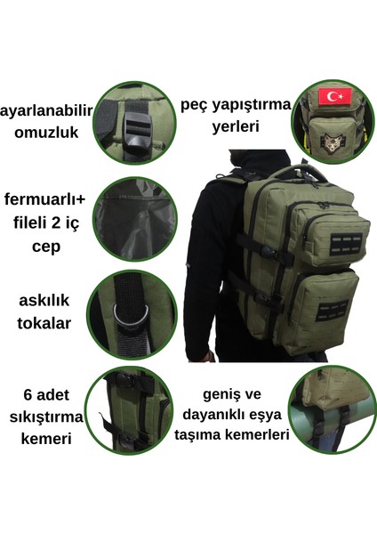 Su Geçirmez Çok Gözlü Kampçı-Seyahat-Dağcı-Outdoor-Askeri Taktik Sırt Çantası + 1 Adet Peç