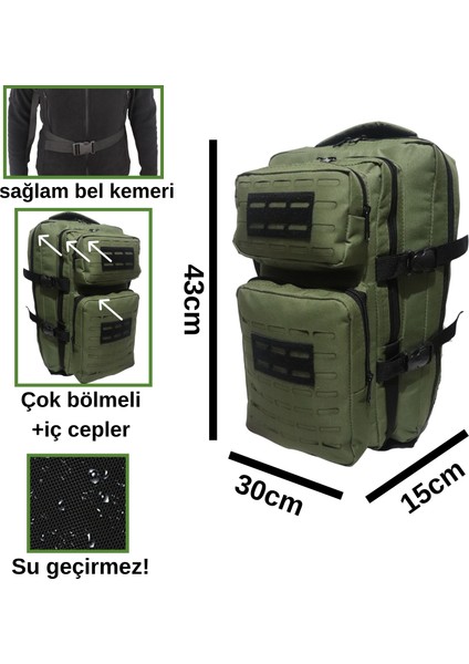 Su Geçirmez Çok Gözlü Kampçı-Seyahat-Dağcı-Outdoor-Askeri Taktik Sırt Çantası + 1 Adet Peç