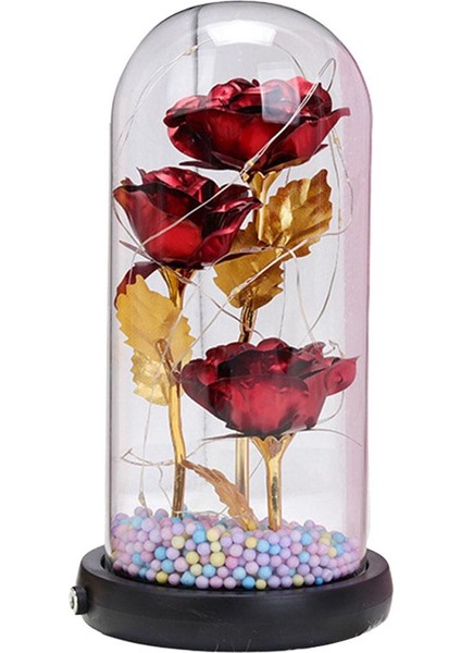 Güzellik ve Canavar Gül Çiçek Cam Kubbe LED Işık Hediyeler ile Kız Mavi (Yurt Dışından)