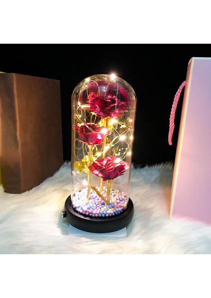 Güzellik ve Canavar Gül Çiçek Cam Kubbe LED Işık Hediyeler ile Kız Mavi (Yurt Dışından) fırsatları