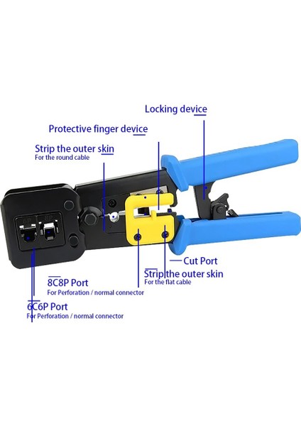 Ez RJ45 Crimper El Ağ Araçları Pense RJ12 Cat5 Cat6 8P8C Kablo Striptizci Presleme Kelepçe Maşası Klip Pense Çok Fonksiyonlu Yeni (Yurt Dışından)