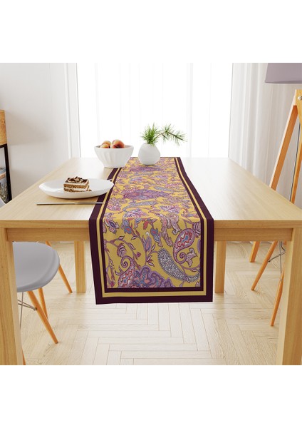 Mor Damask Desen Runner 140X45CM