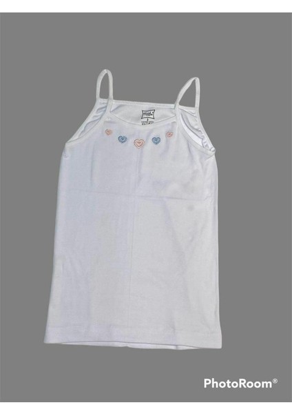 Kız Çocuk Ince Askılı Beyaz Tekli Atlet