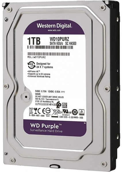 Purple WD10PURZ 1TB 5400RPM 64MB Sata3 7/24 Güvenlik Harddiski