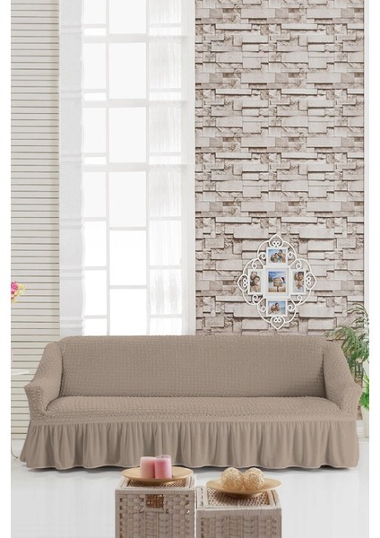 Streç Lastikli Esnek Pamuklu Yıkanabilir Bürümcük 3* Kişilik Koltuk Örtüsü Koltuk Kılıfı Çekyat Örtüsü (Tek)