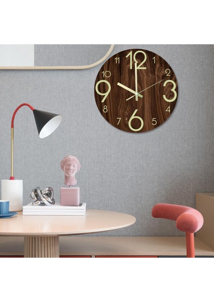 12 '' Modern Aydınlık Duvar Saati Git Olmayan Glow Ev Home Için Karanlık Sessiz (Yurt Dışından) fiyatları