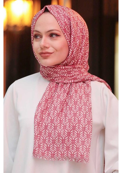 - Desenli Bordo Şal 7534BR