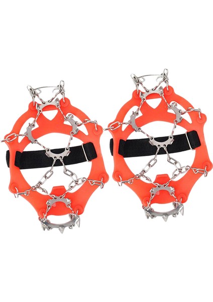 1 Çift 13 Diş Ayakkabı Boot Krampon Kapakları Buz Kar Kaymaz Tutucu Turuncu M