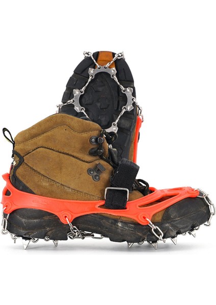 1 Çift 13 Diş Ayakkabı Boot Krampon Kapakları Buz Kar Kaymaz Tutucu Turuncu M fırsatları