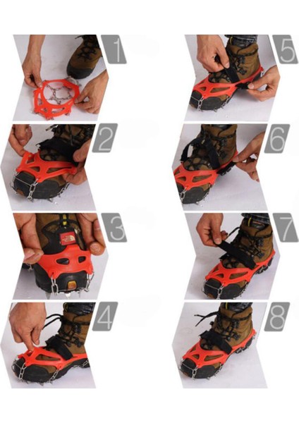 1 Çift 13 Diş Ayakkabı Boot Krampon Kapakları Buz Kar Kaymaz Tutucu Turuncu M indirimleri