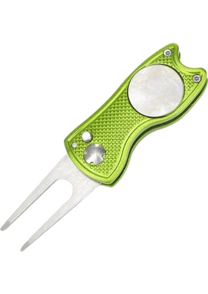 Katlanabilir Golf Divot Onarım Aracı Ile -Up Düğmesi ve Manyetik Top Marker Işık Yeşil (Yurt Dışından)