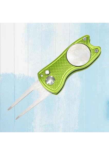 Katlanabilir Golf Divot Onarım Aracı Ile -Up Düğmesi ve Manyetik Top Marker Işık Yeşil (Yurt Dışından) modelleri
