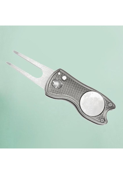 Katlanabilir Golf Divot Onarım Aracı Ile -Up Düğmesi ve Manyetik Top Marker Gri (Yurt Dışından) indirimleri