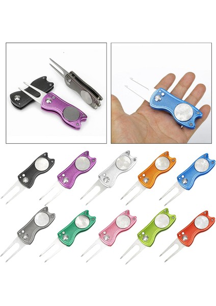 Katlanabilir Golf Divot Onarım Aracı Ile -Up Düğmesi ve Manyetik Top Marker Kırmızı (Yurt Dışından) fiyatları