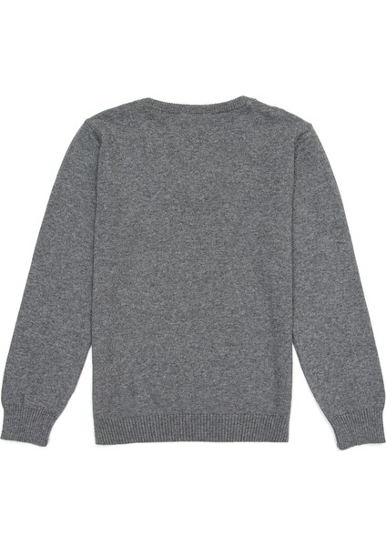 Erkek Çocuk Gri Melanj Basic Triko Kazak fiyatları