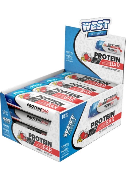 West Nutrition Çilek & Muz Protein Bar 16 Adet